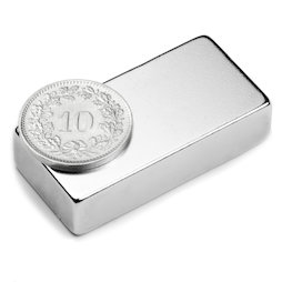 Q-40-20-10-N, Quadermagnet 40 x 20 x 10 mm, Neodym, N42, vernickelt