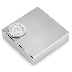 Q-50-50-12.5-N, Quadermagnet 50 x 50 x 12.5 mm, Neodym, N35, vernickelt