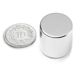S-20-20-N, Disc magnet Ø 20 mm, height 20 mm, neodymium, N42, nickel-plated