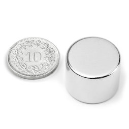 S-20-15-N, Disc magnet Ø 20 mm, height 15 mm, neodymium, N42, nickel-plated
