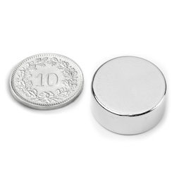 S-20-09-N, Disque magnétique Ø 20 mm, hauteur 9 mm, néodyme, N42, nickelé