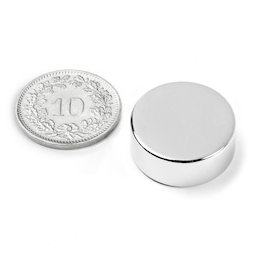 S-20-08-N, Disque magnétique Ø 20 mm, hauteur 8 mm, néodyme, N42, nickelé
