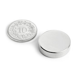 S-20-06-N, Schijfmagneet Ø 20 mm, hoogte 6 mm, neodymium, N42, vernikkeld