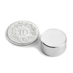 S-15-08-N, Scheibenmagnet Ø 15 mm, Höhe 8 mm, Neodym, N42, vernickelt