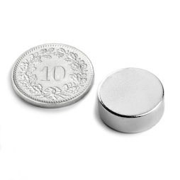 S-15-05-N, Disc magnet Ø 15 mm, height 5 mm, neodymium, N42, nickel-plated