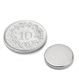 S-13-02-N, Schijfmagneet Ø 13 mm, hoogte 2 mm, neodymium, N45, vernikkeld