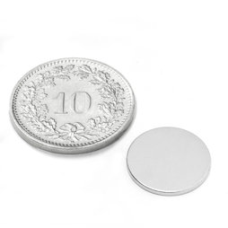 S-13-01-N, Schijfmagneet Ø 13 mm, hoogte 1 mm, neodymium, N45, vernikkeld