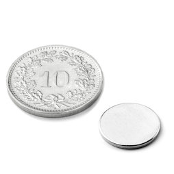S-12-01-N, Schijfmagneet Ø 12 mm, hoogte 1 mm, neodymium, N42, vernikkeld