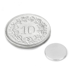 S-10-1.5-N52N, Disque magnétique Ø 10 mm, hauteur 1.5 mm, néodyme, N52, nickelé