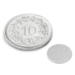 S-10-0.6-N, Disque magnétique Ø 10 mm, hauteur 0.6 mm, néodyme, N35, nickelé