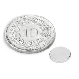 S-08-01-N, Scheibenmagnet Ø 8 mm, Höhe 1 mm, Neodym, N45, vernickelt