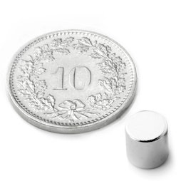 S-06-06-N, Scheibenmagnet Ø 6 mm, Höhe 6 mm, Neodym, N48, vernickelt