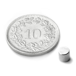 S-04-04-N, Schijfmagneet Ø 4 mm, hoogte 4 mm, neodymium, N45, vernikkeld