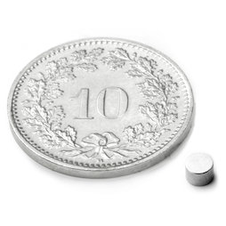 S-03-03-N, Scheibenmagnet Ø 3 mm, Höhe 3 mm, Neodym, N45, vernickelt
