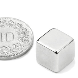 W-10-N, Kubusmagneet 10 mm, neodymium, N42, vernikkeld