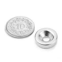 CS-S-15-04-N, Schijfmagneet Ø 15 mm, hoogte 4 mm, met verzonken gat, N35, vernikkeld