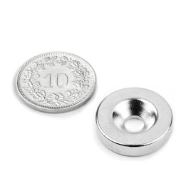 CS-S-18-04-N, Disc magnet Ø 18 mm, height 4 mm, with countersunk borehole, N35, nickel-plated
