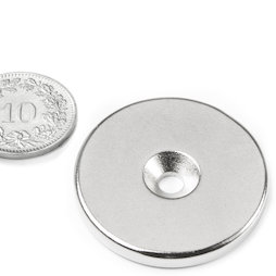 CS-S-34-04-N, Disc magnet Ø 34 mm, height 4 mm, with countersunk borehole, N35, nickel-plated