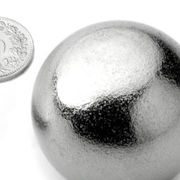 K-40-C, Kogelmagneet Ø 40 mm, neodymium, N40, verchroomd
