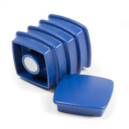 BX-SQ30/blue, Boston Xtra vierkant, set met 5 kantoormagneten neodymium, vierkant, blauw