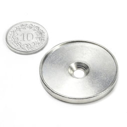 MSD-33, Metallscheibe mit Rand und Senkbohrung M4, Innendurchmesser 33 mm, als Gegenstück zu Magneten, kein Magnet!