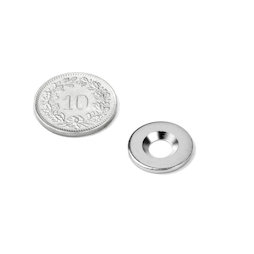 MD-15, Metalen schijfje met verzonken gat, Ø 15 mm, als tegenstuk voor magneten, geen magneet!
