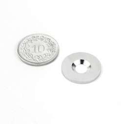 MD-18, Disque métallique avec trou fraisé, Ø 18 mm, contre-pièce pour aimants, non magnétique !