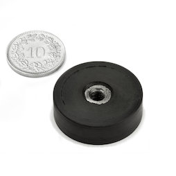ITNG-25, aimant en pot caoutchouté, avec filetage intérieur M5, Ø 29 mm