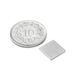 Q-10-10-01-N, Quadermagnet 10 x 10 x 1 mm, Neodym, N42, vernickelt
