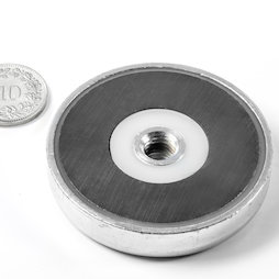 ITF-50, Topfmagnet Ferrit mit Innengewinde M8, Ø 50 mm