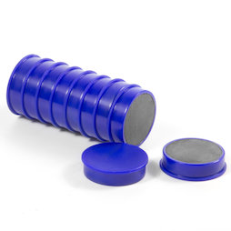 M-OF-RD30/blue, Tafelmagnete aus Ferrit, plastifiziert, 10er-Set, blau