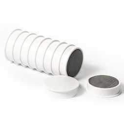 M-OF-RD30/white, Tafelmagnete aus Ferrit, plastifiziert, 10er-Set, weiss