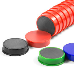 M-OF-RD30, Tafelmagnete aus Ferrit, plastifiziert, 10 Stück pro Set, in verschiedenen Farben
