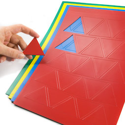 BA-014TR, Magnetsymbole Dreieck gross, für Whiteboards & Planungstafeln, 25 Symbole pro A4-Bogen, in verschiedenen Farben