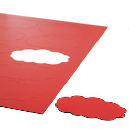BA-014CL/red, Magnetsymbole Wolke, für Whiteboards & Planungstafeln, 10 Symbole pro A4-Bogen, rot
