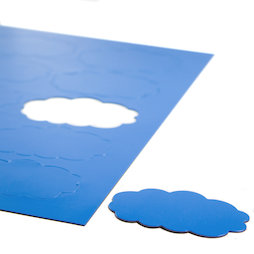 BA-014CL/blue, Magnetsymbole Wolke, für Whiteboards & Planungstafeln, 10 Symbole pro A4-Bogen, blau