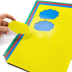 BA-014CL, Magnetsymbole Wolke, für Whiteboards & Planungstafeln, 10 Symbole pro A4-Bogen, in verschiedenen Farben