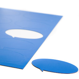 BA-014BO/blue, Magneetsymbolen tekstballon ovaal, voor whiteboards & planborden, 10 symbolen per A4-blad, blauw