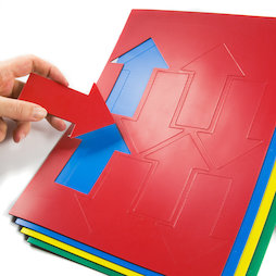 BA-014AR, Magnetsymbole Pfeil gross, für Whiteboards & Planungstafeln, 8 Symbole pro A4-Bogen, in verschiedenen Farben