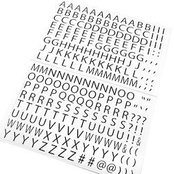 BA-015LN/letters, Letters magnetisch, om metalen schappen mee te etiketteren, 120 tekens per A4-vel, 2-delige set