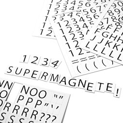 BA-015LN, Buchstaben & Zahlen magnetisch, zum Beschriften von Metallregalen, 120 Zeichen pro A4-Bogen, 2-teiliges Set, weiss