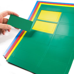 BA-014RE, Magnetsymbole Rechteck gross, für Whiteboards & Planungstafeln, 10 Symbole pro A4-Bogen, in verschiedenen Farben