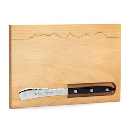 M-KNIFESET-001/bosw, Frühstücksbrett-Set, Schneidebrett aus Buchenholz, mit magnetischer Messerhalterung & PanoramaKnife, 'Best of Switzerland - West'
