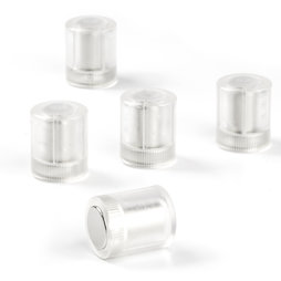 M-PC/transparent, Tafelmagnete zylindrisch, Neodym-Magnete mit Kunststoffkappe, Ø 14 mm, transparent