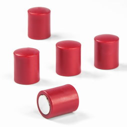 M-PC/red, Tafelmagnete zylindrisch, Neodym-Magnete mit Kunststoffkappe, Ø 14 mm, rot