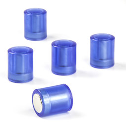 M-PC/bluet, Tafelmagnete zylindrisch, Neodym-Magnete mit Kunststoffkappe, Ø 14 mm, transparent blau