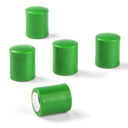 M-PC/green, Bordmagneten cilindrisch, neodymium magneten met kunststof kapje, Ø 14 mm, groen
