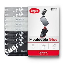 SUG-08/mixed3, Sugru pak van 8, vormbare kleefmassa, 3x zwart, 3x wit, 2x grijs, pakjes van 5 g elk