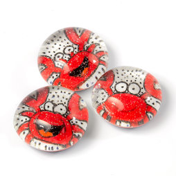 LIV-128/crab, Ufertiere, handgemachte Kühlschrankmagnete, 3er-Set, Krabbe