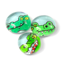 LIV-128/croco, Ufertiere, handgemachte Kühlschrankmagnete, 3er-Set, Krokodil